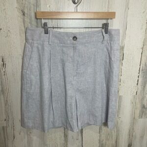Alex Marie Linen Blend Shorts Striped Reina Stretch Pleated Size 14 NWT‎ Preppy